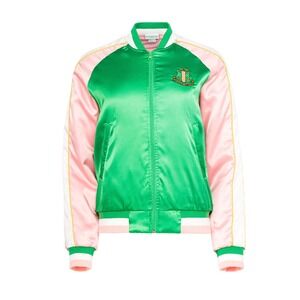 IvyStorehouse Alpha Kappa Alpha AKA Bomber Jacket Green Pink Large NWOT